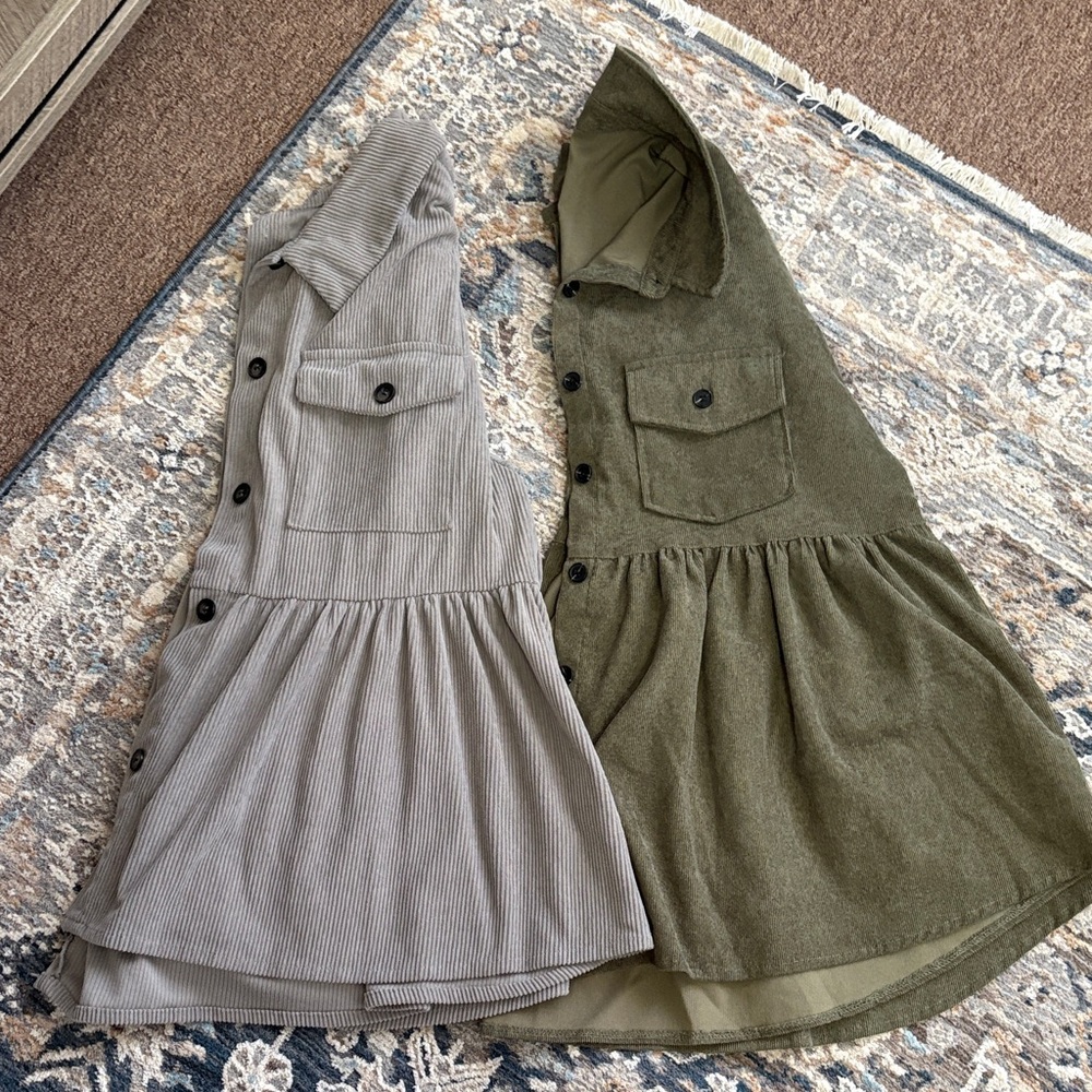 Stylish Gray and Olive Button-Up Tunics